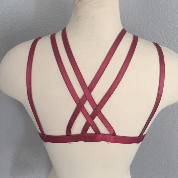 Rose pink velvet strap bra B1 - Picture 2 of 4
