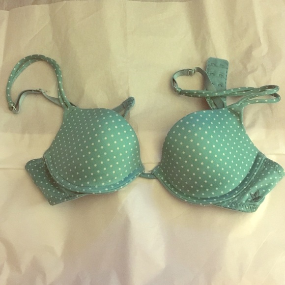 Aerie Blue Polka Dot Push Up Bra 32A