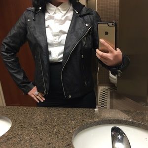 Silence + noise hooded pleather jacket (L)