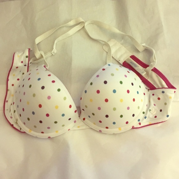 Aerie white polka dot push up bra 32A