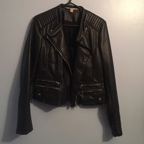 Vegan leather moto biker jacket