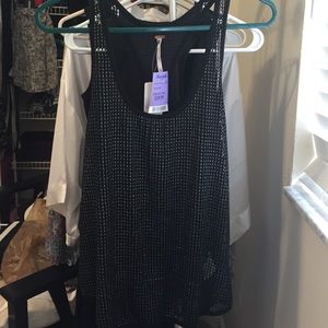 Free People Black Mesh Racerback Tank