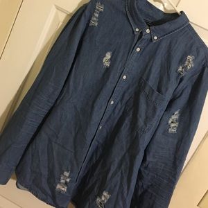 Denim button up with rips