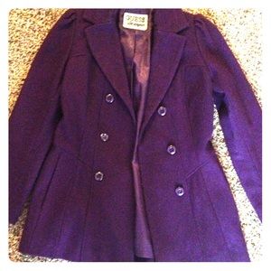 Guess Purple Wool Peacoat