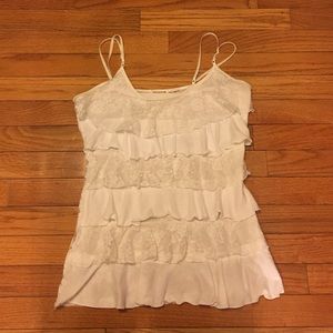 White Lace ruffle tank top