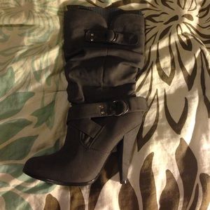Grey heeled boots