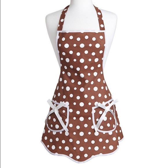 Brown & White Polka Dot Apron BRAND NEW