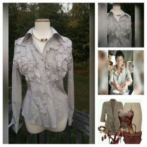 Adorable khaki color button down blouse