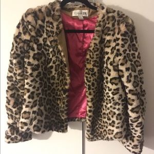Faux leopard fur jacket