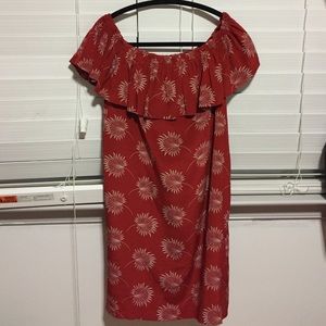 Madewell silk off the shoulder dress in palmflower