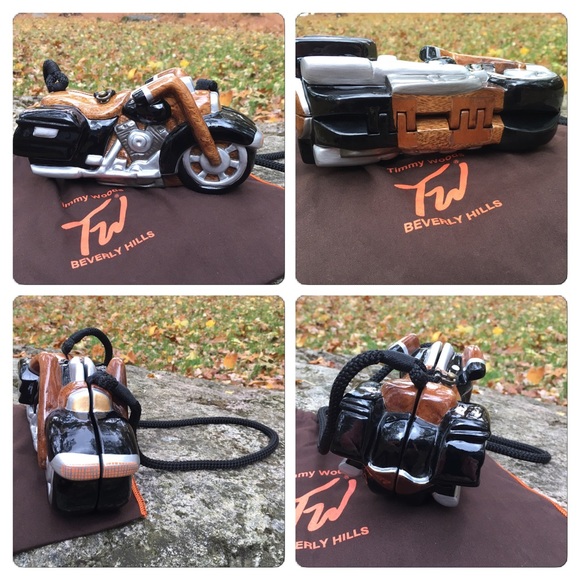 Timmy Woods Rare Hand Carved Motorcycle crossbody. - Picture 3 of 4