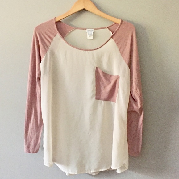 Charming Charlie Tops - Large Sheer Baseball Tee with pocket!