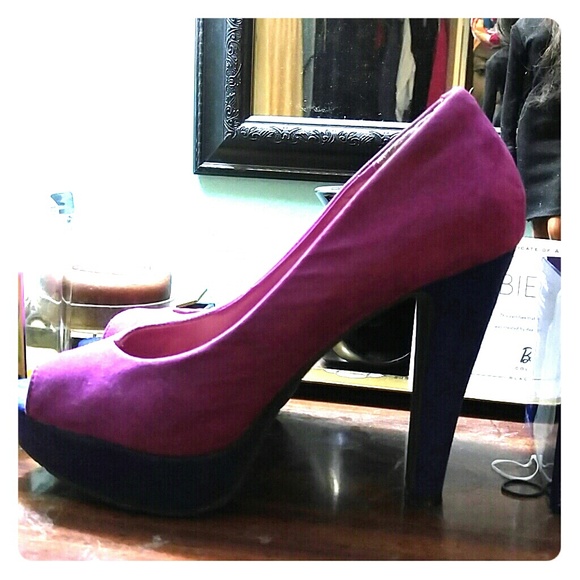 Cranberry purple and blue platform stiletto