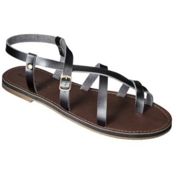 Slightly worn black sandals