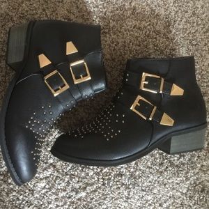 Gold studded ankle boot