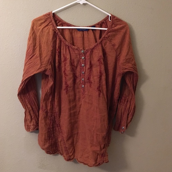 Rust colored hippie style cotton blouse