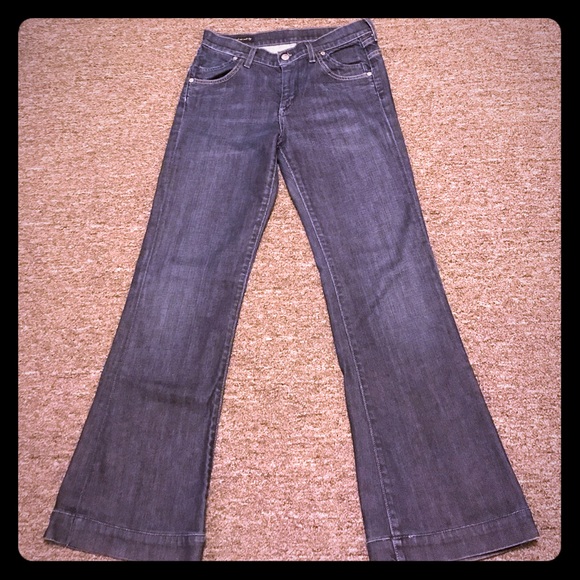 Dark wash, boot cut denim jeans