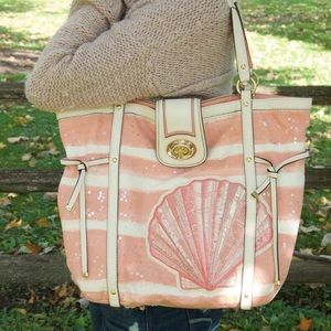 COACH 19576 Audrey Canvas Pink Seashell Tote