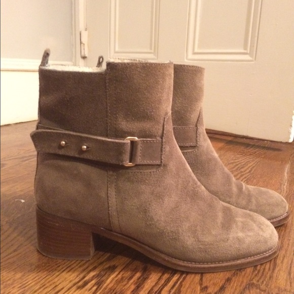 J. Crew suede shearling lined booties