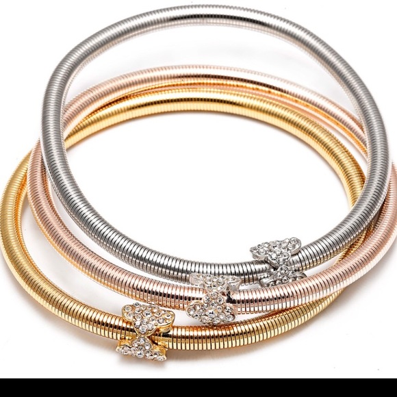 Popcorn Triple Bracelet w/ Swarovski Crystal 3 pcs