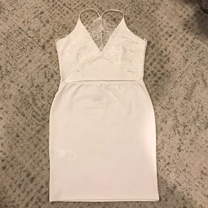 White lace back dress
