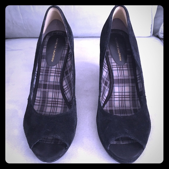 Chinese Laundry Black Suede Wedge Heels