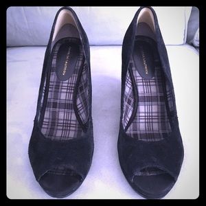 Chinese Laundry Black Suede Wedge Heels