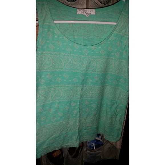 Bandana print teal tank top.