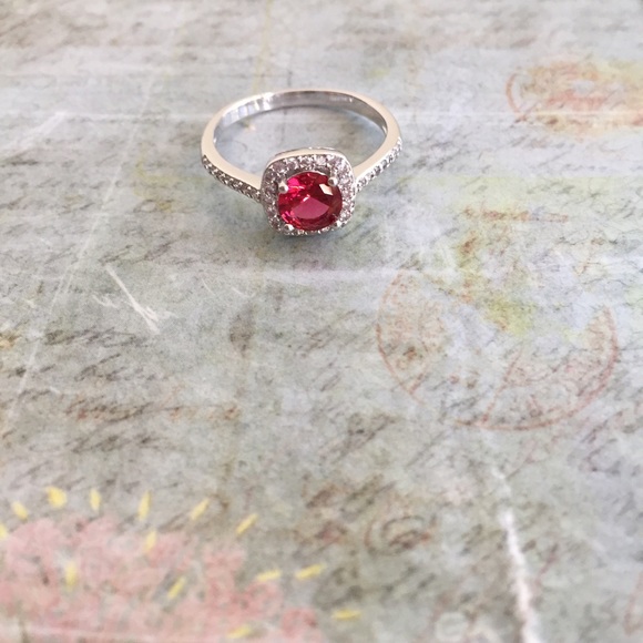 🆕Ruby • White Gold + Brass Prong Set Ring
