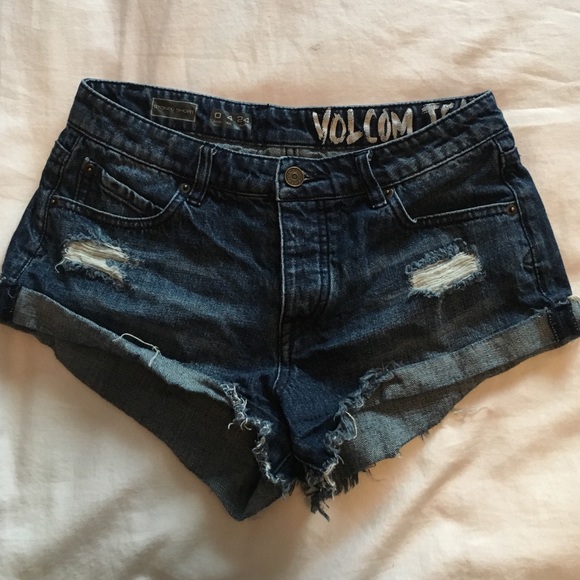 Distressed Volcom Stoned Denim Shorts