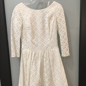 White Lace, 3/4 Length Sleeve Lilly Dress