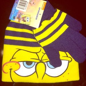 Sponge Bob hat and glove set