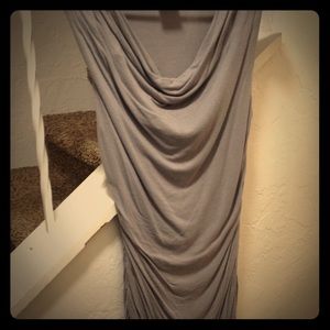Gray sleeveless ruched dress