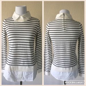 Loft - black and white striped sweater
