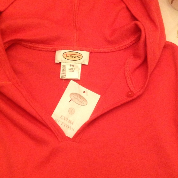 Talbots PM Coral Color Hooded Nightgown NWT - Picture 3 of 4