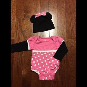 BUNDLE DEAL Minnie Mouse Onesie and hat.