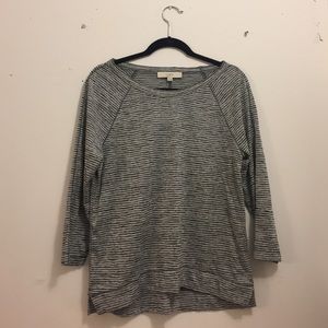 LOFT Gray Striped Long Sleeve Tee - NWT