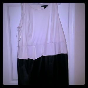 Plus Size Black and White Peplum Dress