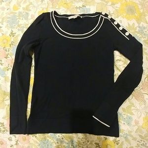 Loft Navy and White Sweater