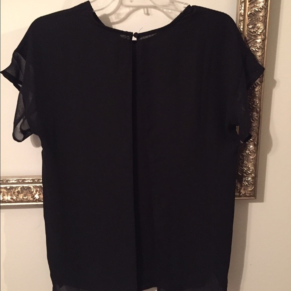 Black chiffon split back shirt - Picture 2 of 2