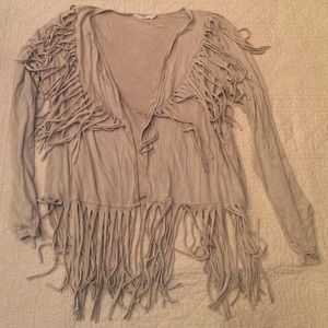 Fringe long sleeve vest
