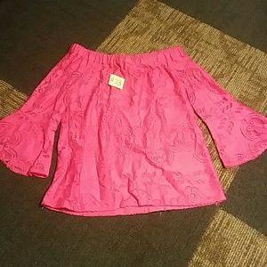 Pink lace woman's blouse