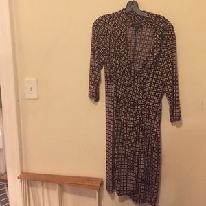 Karen Kane patterned faux wrap dress