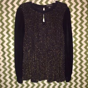 Black &a Gold Peplum Top