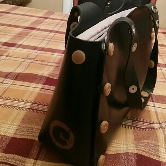 Vintage black leather shoulder bag - Picture 4 of 4