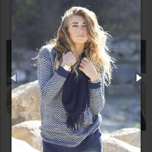 Fransca's chevron cozy knit navy blue sweater NWT