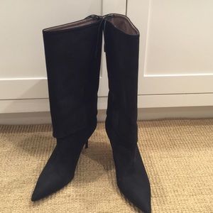 Calvin Klein Suede High Calf Black Boots-Sz 38