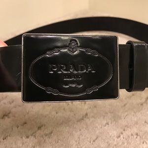 Authentic Prada black leather belt