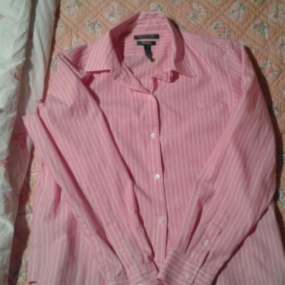 Pink and white striped button down shirt
