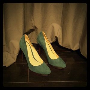 Cole Haan dark teal suede pumps